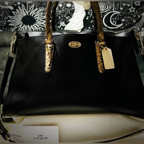 Vintage style Y2K Coach Black Satchel with Brown Accents tote shoulder bag - Picture 16 of 17